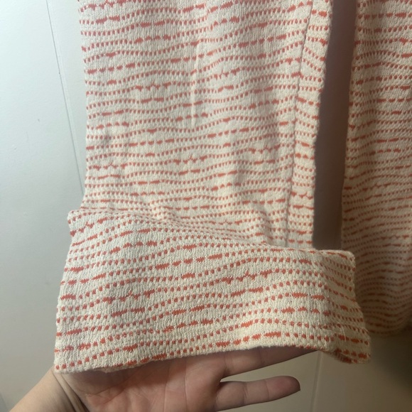 ZARA size L, Striped Cream and Orange Women's Pants, cropped/ankle, cotton blend - Picture 4 of 7